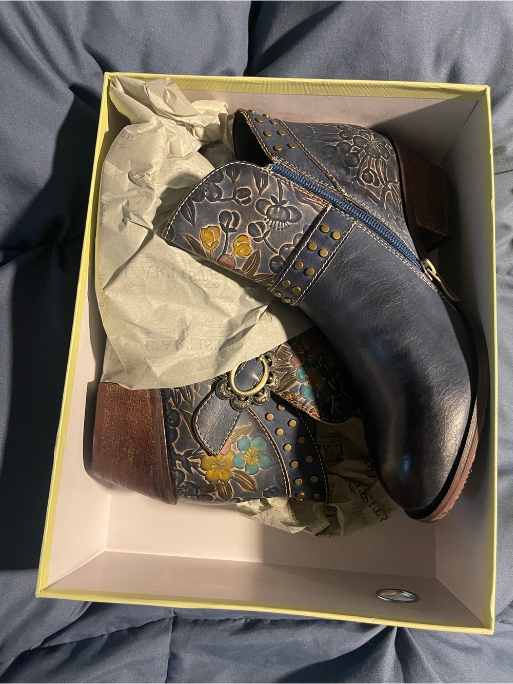 L'ATISTE Blue Multi Women's Ankle Boots - Daintylady
